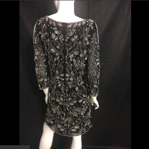 NEW‎ Pisarro Nights Embellished Mesh Cold-Shoulder Sheath Dress [SZ 2 ] - Picture 6 of 8